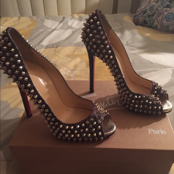Christian Louboutin Shoes - 37 Peep-Toe Studded Pump